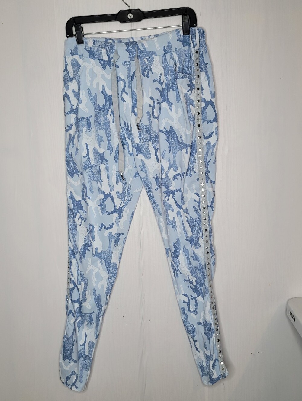 Venti6 Women's pants Size M White/Blue Camo Joggers Elastic Waist Drawstring - Picture 2 of 11